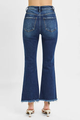 High Rise Crop Bootcut Fray Hem Jeans Plus Size Risen